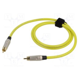 1 pcs x TASKER - TK501PSF-G - Cable, RCA plug,both sides, 1m, Plating: gold-plated, yellow