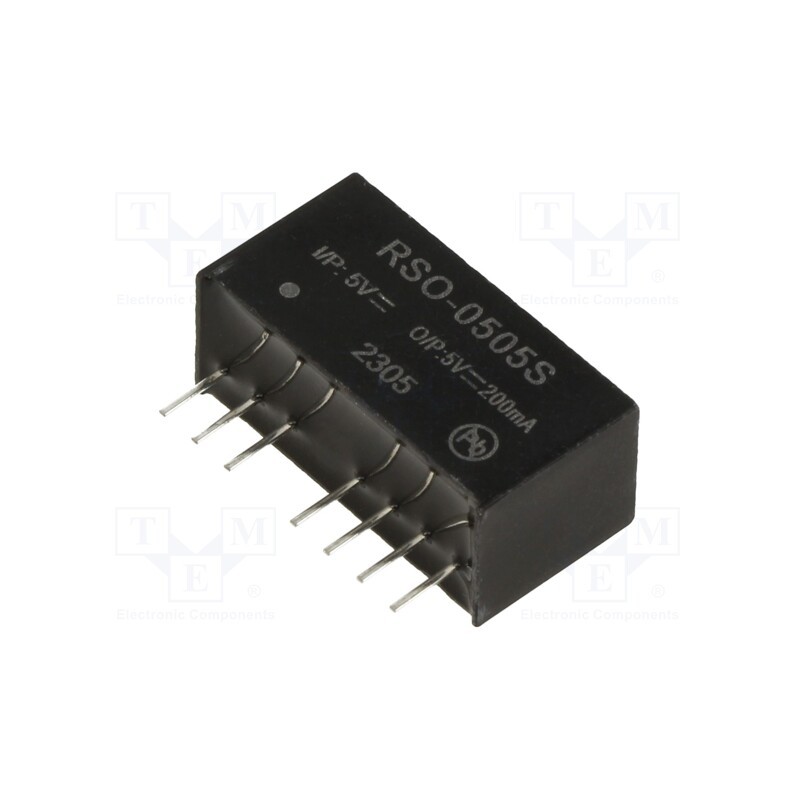 1 pcs x RECOM - RSO-0505S - Converter: DC/DC, 1W, Uin: 4.5÷9V, Uout: 5VDC, Iout: 200mA, SIP8