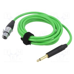 1 pcs x TASKER - TK223PSF-V - Cable, Jack 6,3mm 2pin plug,XLR female 3pin, 3m, green, 0.25mm2