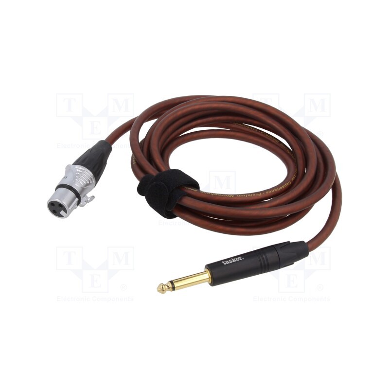 1 pcs x TASKER - TK223PSF-TB - Cable, Jack 6,3mm 2pin plug,XLR female 3pin, 3m, brown, 0.25mm2