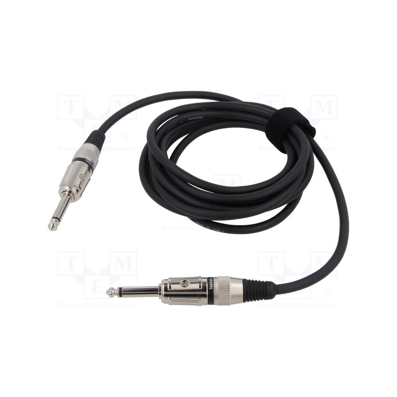 1 pcs x TASKER - TK133 - Cable, Jack 6,3mm 2pin plug,both sides, 3m, black, 0.25mm2