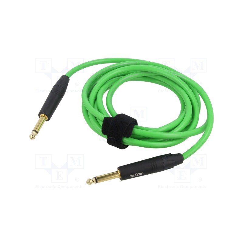1 pcs x TASKER - TK123PSF-V - Cable, Jack 6,3mm 2pin plug,both sides, 3m, green, 0.25mm2