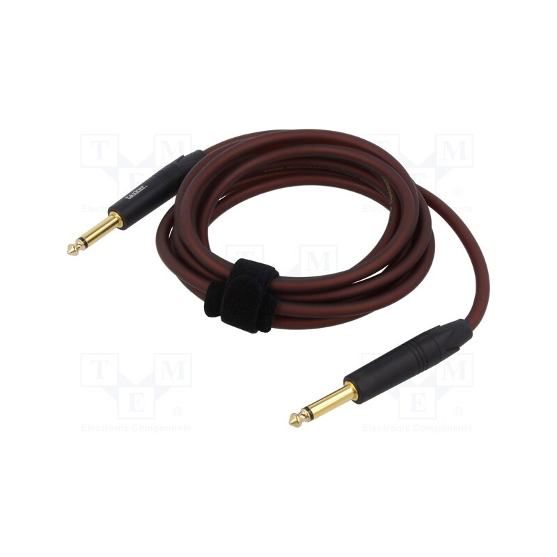 1 pcs x TASKER - TK123PSF-TB - Cable, Jack 6,3mm 2pin plug,both sides, 3m, brown, 0.25mm2