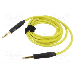 1 pcs x TASKER - TK123PSF-G - Cable, Jack 6,3mm 2pin plug,both sides, 3m, yellow, 0.25mm2