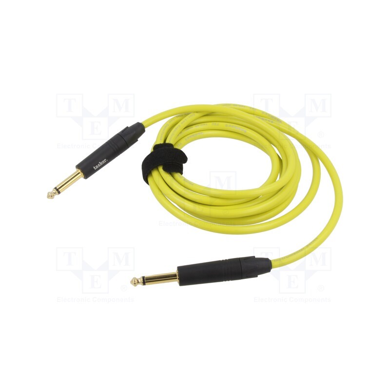 1 pcs x TASKER - TK123PSF-G - Cable, Jack 6,3mm 2pin plug,both sides, 3m, yellow, 0.25mm2