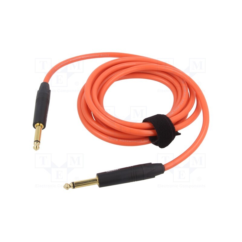 1 pcs x TASKER - TK123PSF-A - Cable, Jack 6,3mm 2pin plug,both sides, 3m, orange, 0.25mm2