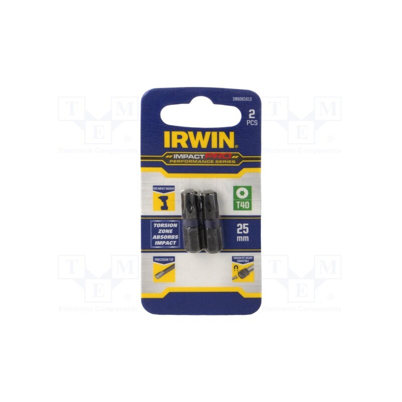 1 pcg x IRWIN - IW6061613 - Screwdriver bit, Torx®, TX40, Mounting: 1/4' (C6,3mm), 2pcs.
