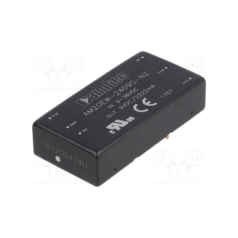 1 pcs x AIMTEC - AM20EW-2409S-NZ - Converter: DC/DC, 20W, Uin: 9÷36V, Uout: 9VDC, Iout: 2222mA, 2'x1'