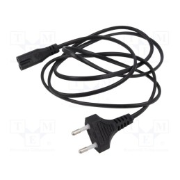 1 pcs x TASKER - 116 - Cable, 2x0.5mm2, CEE 7/16 (C) plug,IEC C7 female, PVC, 1.5m, 2.5A