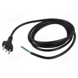 1 pcs x TASKER - 114 - Cable, 3x0.75mm2, CEI 23-50 (L) plug,wires, PVC, 2m, black, 10A