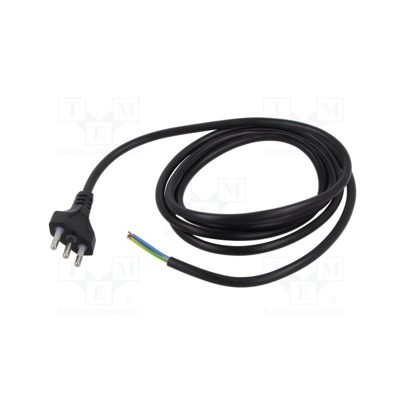 1 pcs x TASKER - 114 - Cable, 3x0.75mm2, CEI 23-50 (L) plug,wires, PVC, 2m, black, 10A
