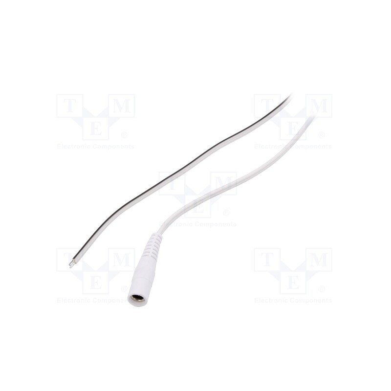 1 pcs x WEST POL - S25-TT-T050-500WH - Cable, 2x0.5mm2, wires,DC 5,5/2,5 socket, straight, white, 5m