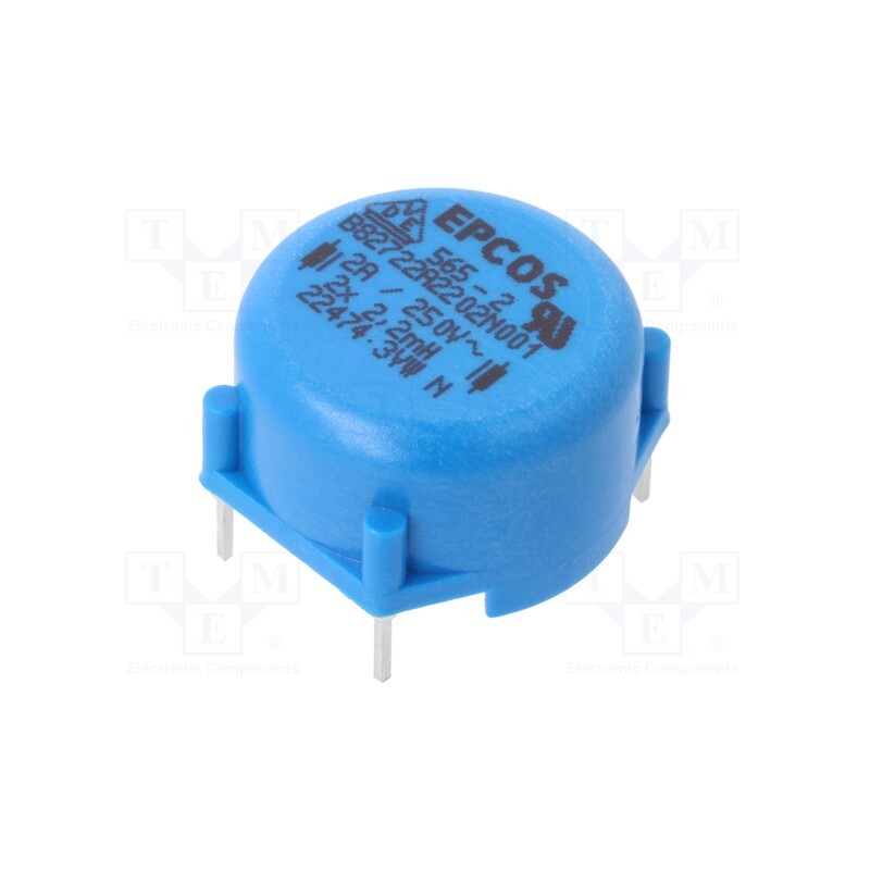 1 pcs x EPCOS - B82722A2202N001 - Inductor: wire, THT, 2.2mH, 2A, 130mΩ, 250VAC, 20x12.5mm, ±30%