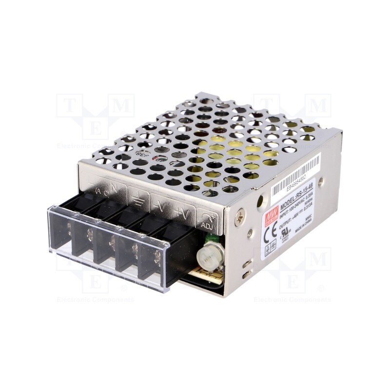 1 pcs x MEAN WELL - RS-15-48 - Power supply: switched-mode, for building in,modular, 15W, 48VDC