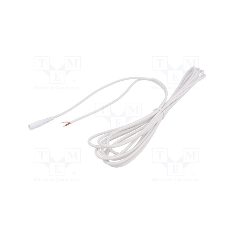 1 pcs x WEST POL - S25-TT-C100-500WH - Cable, 1x1mm2, wires,DC 5,5/2,5 socket, straight, white, 5m