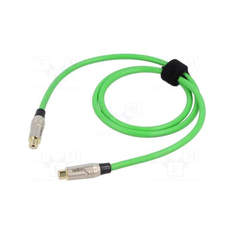 1 pcs x TASKER - TK521PSF-V - Cable, RCA socket,both sides, 1m, Plating: gold-plated, green
