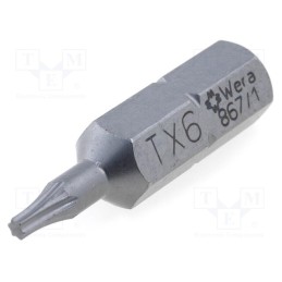 1 pcs x WERA - 5066493001 - Screwdriver bit, Torx®, TX06, Overall len: 25mm