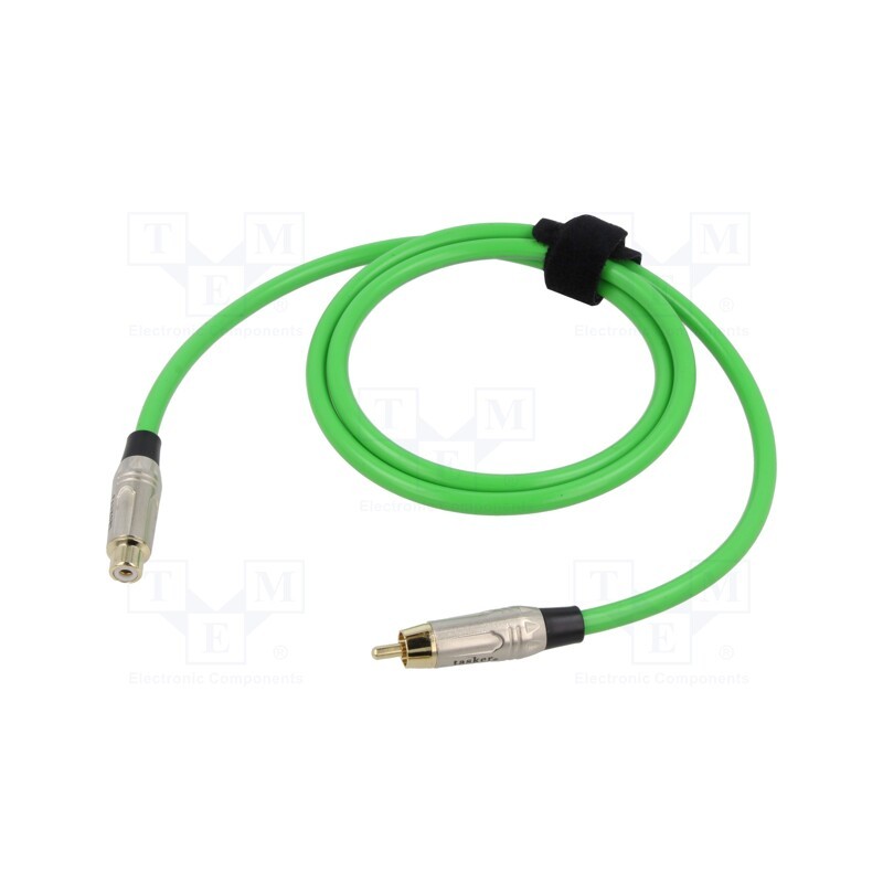 1 pcs x TASKER - TK511PSF-V - Cable, RCA socket,RCA plug, 1m, Plating: gold-plated, green