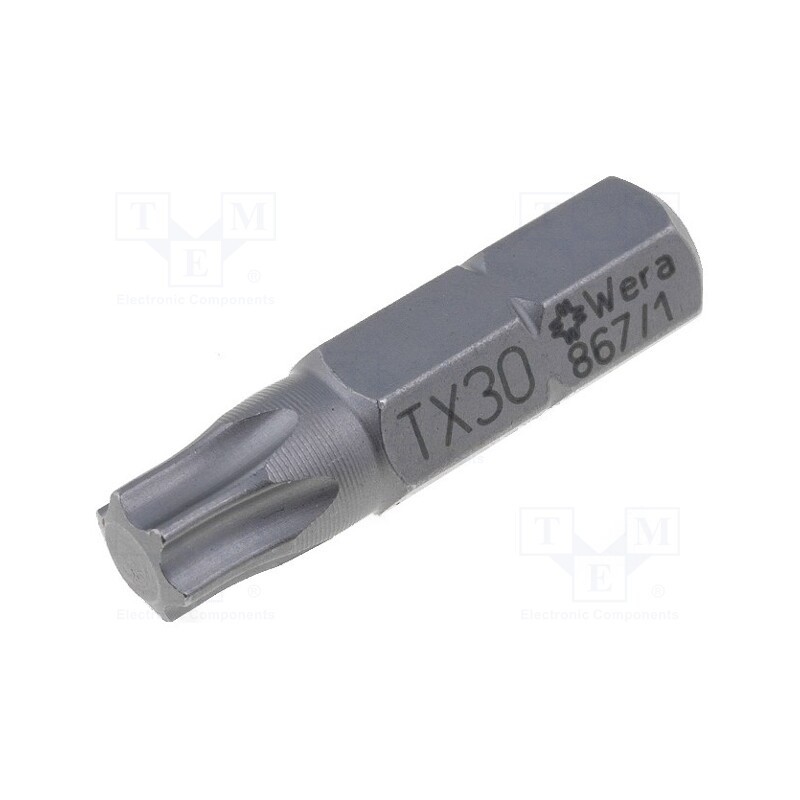 1 pcs x WERA - 5066490001 - Screwdriver bit, Torx®, TX30, Overall len: 25mm