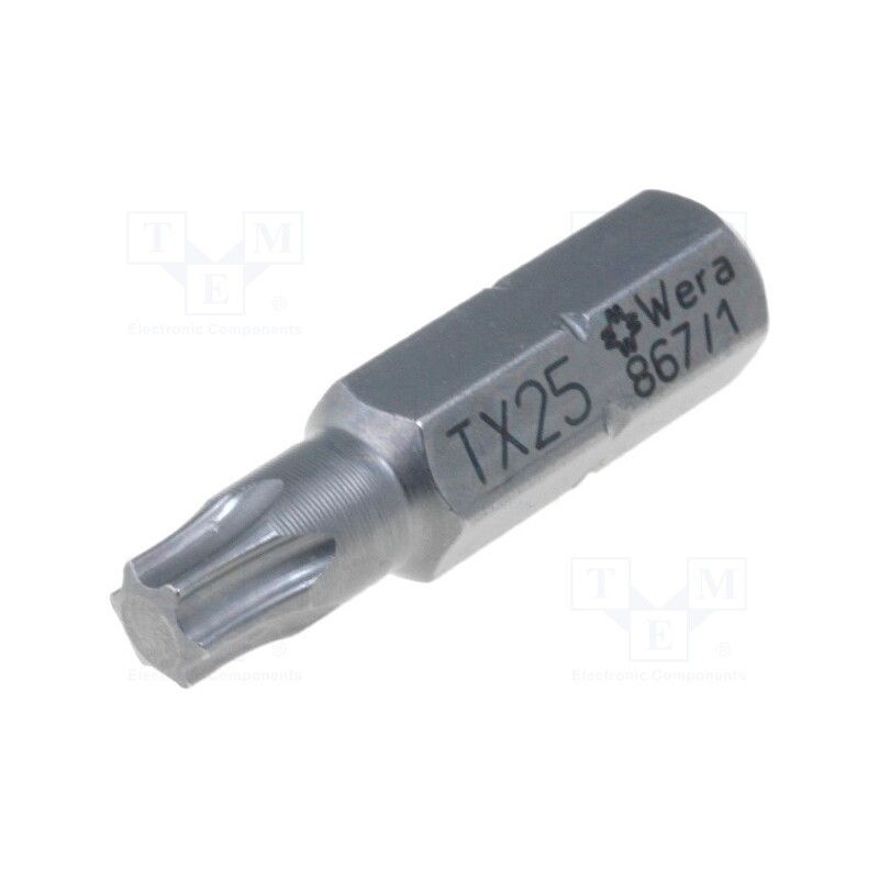 1 pcs x WERA - 5066488001 - Screwdriver bit, Torx®, TX25, Overall len: 25mm