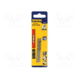 1 pcg x IRWIN - 10502380 - Drill bit, for metal, Ø: 3mm, L: 61mm, Working part len: 33mm, 3pcs.