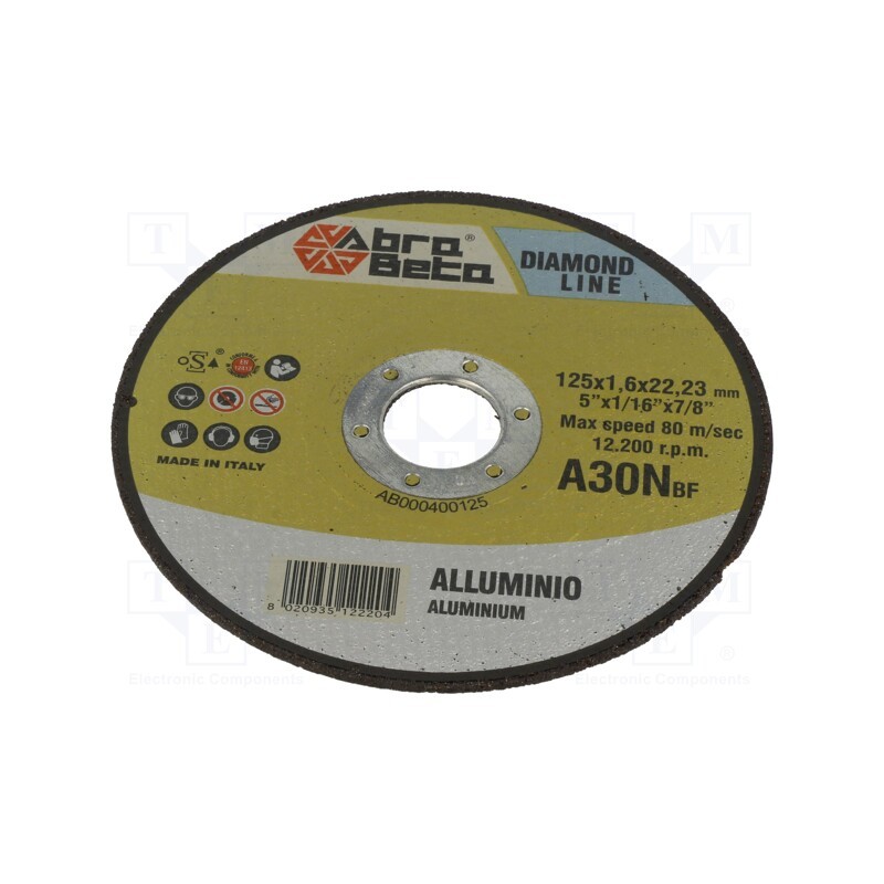 1 pcs x ABRA BETA - 400125 - Cutting wheel, Ø: 125mm, Øhole: 22.23mm, Disc thick: 1.6mm