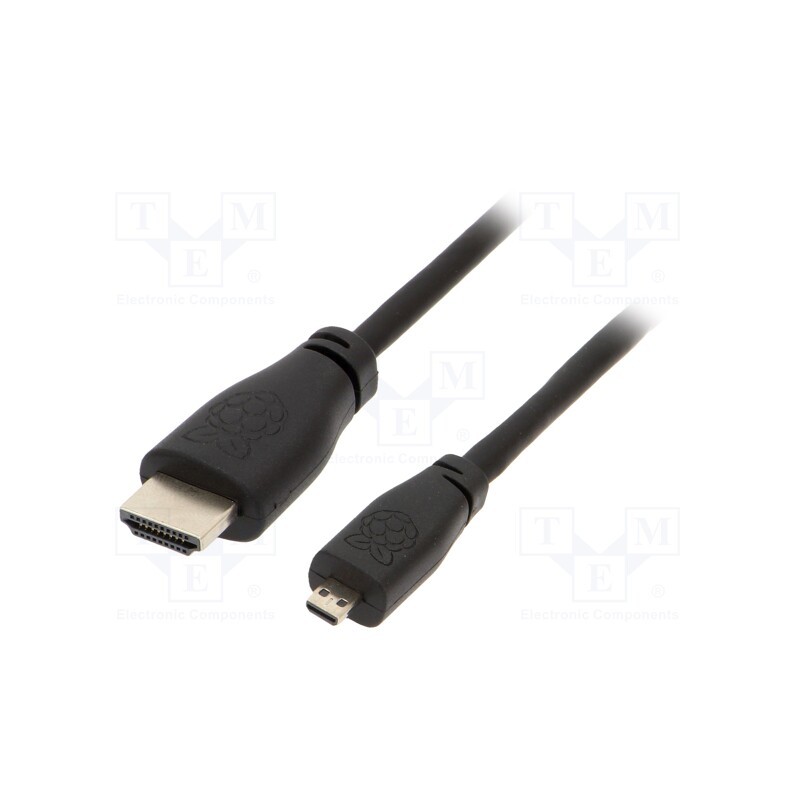 1 pcs x RASPBERRY PI - RPI-16337 - Cable, HDMI 2.0, HDMI plug,micro HDMI plug, 2m, black