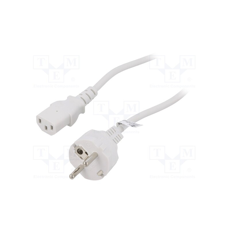 1 pcs x Goobay - 96039 - Cable, IEC C13 female,IEC C14 male, PVC, 2m, white, 10A, 250V