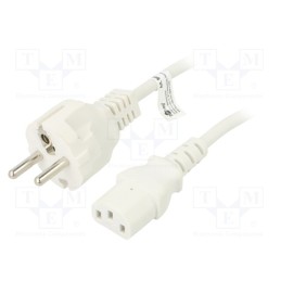 1 pcs x Goobay - 96038 - Cable, CEE 7/7 (E/F) plug,IEC C13 female, PVC, 1.5m, white, 10A