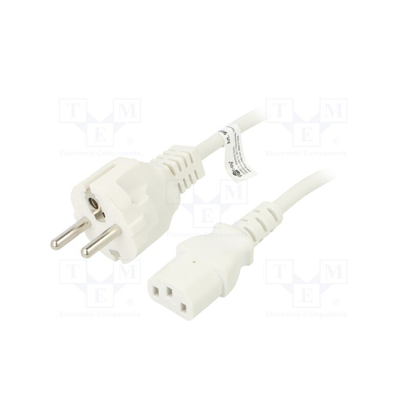 1 pcs x Goobay - 96038 - Cable, CEE 7/7 (E/F) plug,IEC C13 female, PVC, 1.5m, white, 10A