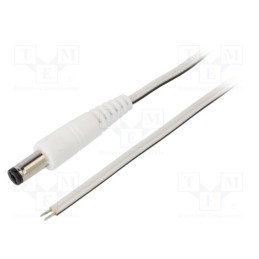 1 pcs x WEST POL - P55-TT-T035-150WH - Cable, 2x0.35mm2, wires,DC 5,5/1,7 plug, straight, white, 1.5m