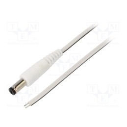 1 pcs x WEST POL - P55-TT-T035-050WH - Cable, 2x0.35mm2, wires,DC 5,5/1,7 plug, straight, white, 0.5m