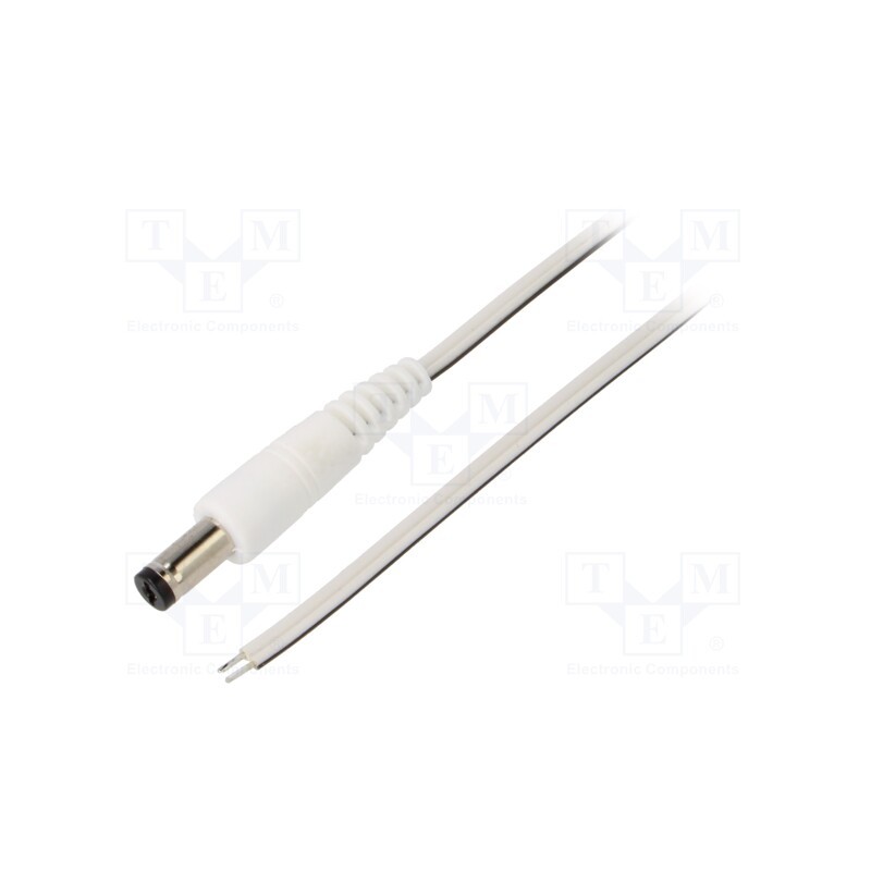 1 pcs x WEST POL - P55-TT-T035-050WH - Cable, 2x0.35mm2, wires,DC 5,5/1,7 plug, straight, white, 0.5m