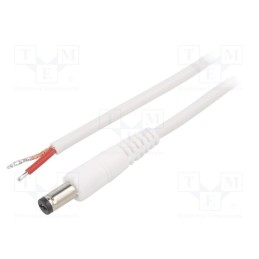 1 pcs x WEST POL - P55-TT-C100-150WH - Cable, 1x1mm2, wires,DC 5,5/1,7 plug, straight, white, 1.5m