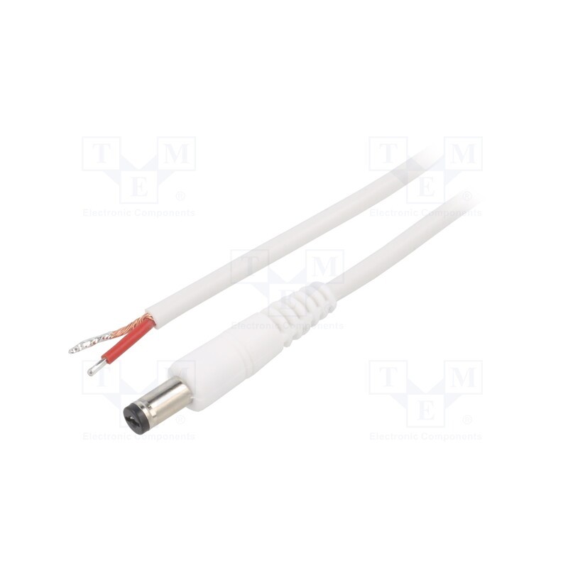 1 pcs x WEST POL - P55-TT-C100-150WH - Cable, 1x1mm2, wires,DC 5,5/1,7 plug, straight, white, 1.5m