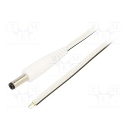 1 pcs x WEST POL - P48-TT-T050-150WH - Cable, 2x0.5mm2, wires,DC 4,8/1,7 plug, straight, white, 1.5m