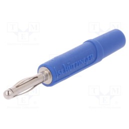 2 pcs x SCHu00dcTZINGER - FK 02 L NI / BL - Plug, 2mm banana, 10A, 33VAC, 70VDC, blue, nickel plated, -25÷90°C