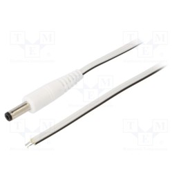 1 pcs x WEST POL - P48-TT-T050-050WH - Cable, 2x0.5mm2, wires,DC 4,8/1,7 plug, straight, white, 0.5m