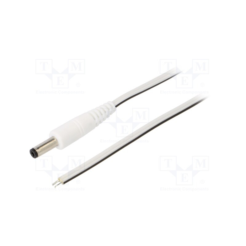 1 pcs x WEST POL - P48-TT-T050-050WH - Cable, 2x0.5mm2, wires,DC 4,8/1,7 plug, straight, white, 0.5m