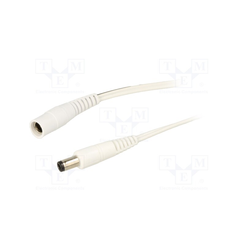 1 pcs x WEST POL - P48-C21-T050-050WH - Cable, 2x0.5mm2, DC 5,5/2,1 socket,DC 5,5/1,7 plug, straight