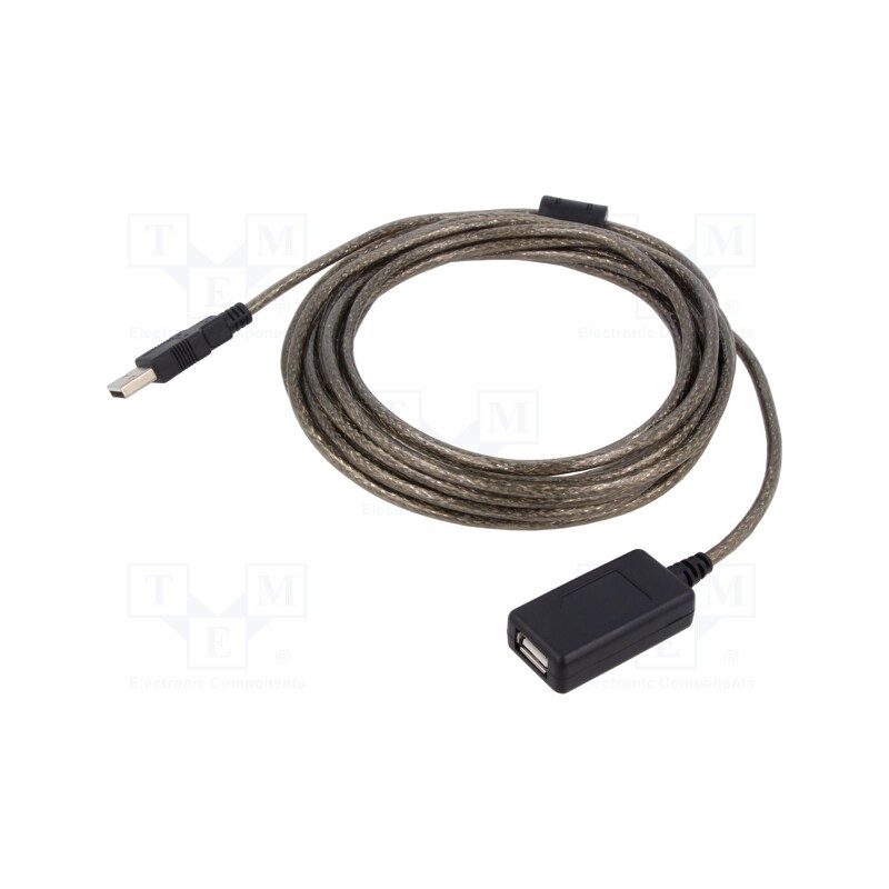 1 pcs x SAVIO - SAVKABELCL-76 - Cable, USB 2.0, USB A socket,USB A plug, 5m, black, 26AWG,28AWG