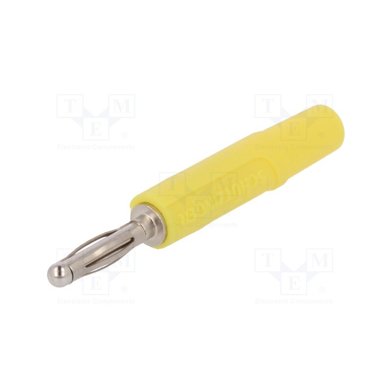 2 pcs x SCHu00dcTZINGER - FK 02 L NI / GE - Plug, 2mm banana, 10A, 33VAC, 70VDC, yellow, nickel plated, Ø: 2mm