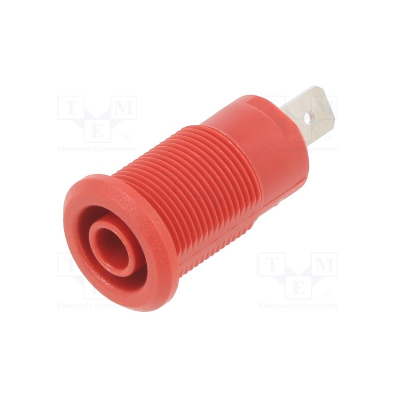 1 pcs x STu00c4UBLI - 49.7031-22 - Socket, 4mm banana, 24A, 1kV, Cutout: Ø12.2mm, red, nickel plated