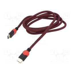 1 pcs x SAVIO - SAVGCL-04 - Cable, HDMI 2.0, HDMI plug,both sides, textile, Len: 3m, black-red