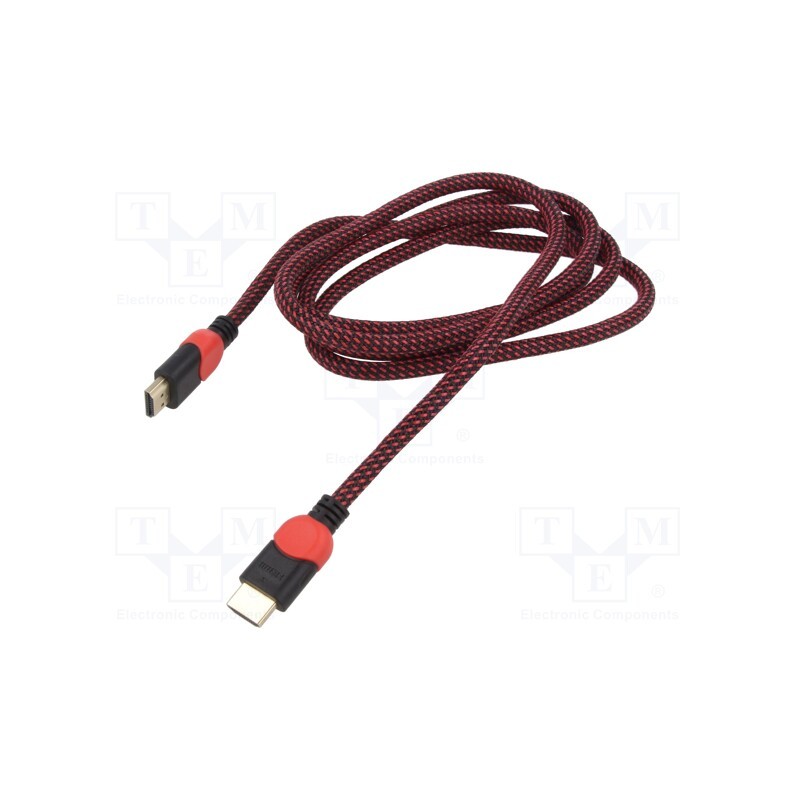 1 pcs x SAVIO - SAVGCL-04 - Cable, HDMI 2.0, HDMI plug,both sides, textile, Len: 3m, black-red