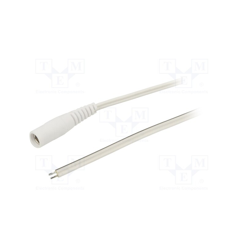 1 pcs x WEST POL - S21-TT-T035-150WH - Cable, 2x0.35mm2, wires,DC 5,5/2,1 socket, straight, white, 1.5m