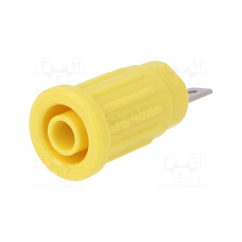 1 pcs x SCHu00dcTZINGER - SEPB 7089 NI / GE - Socket, 4mm banana, 24A, 1kV, yellow, on panel,push-in, 33mm, 5mΩ