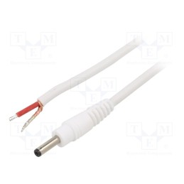 1 pcs x WEST POL - P13-TT-C100-150WH - Cable, 1x1mm2, wires,DC 3,5/1,3 plug, straight, white, 1.5m