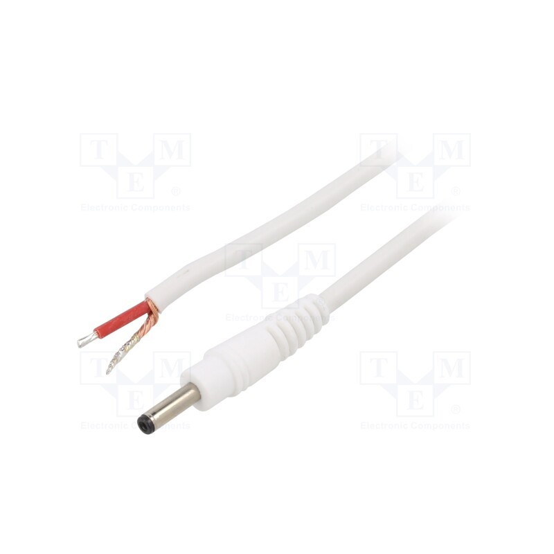 1 pcs x WEST POL - P13-TT-C100-150WH - Cable, 1x1mm2, wires,DC 3,5/1,3 plug, straight, white, 1.5m