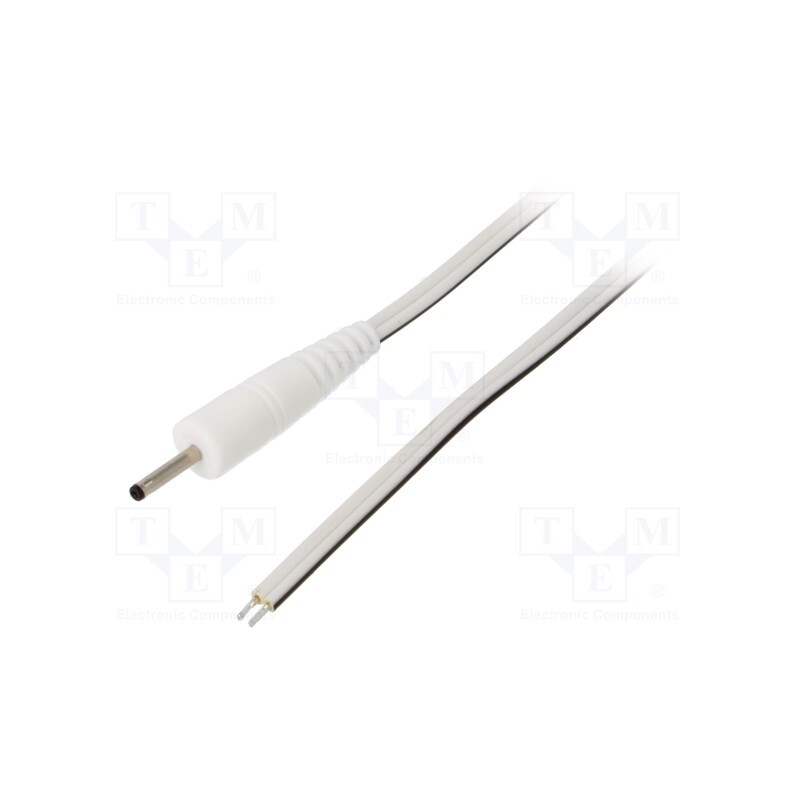1 pcs x WEST POL - P07-TT-T050-050WH - Cable, 2x0.5mm2, wires,DC 2,35/0,7 plug, straight, white, 0.5m